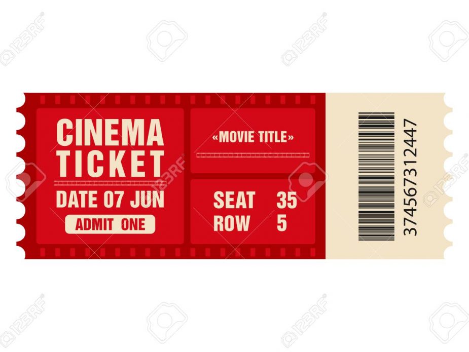 Cinema ticket. Movie ticket template isolated on white background